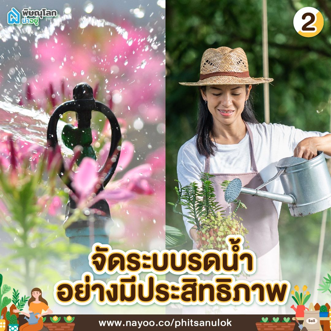 จัดระบบรดน้ำอย่างมีประสิทธิภาพใน วิธีดูแลสวนหน้าบ้าน