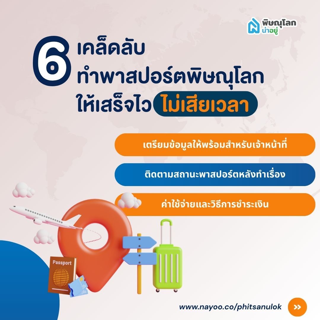 เตรียมข้อมูลสำหรับทำพาสปอร์ต, การติดตามสถานะ และการชำระเงิน