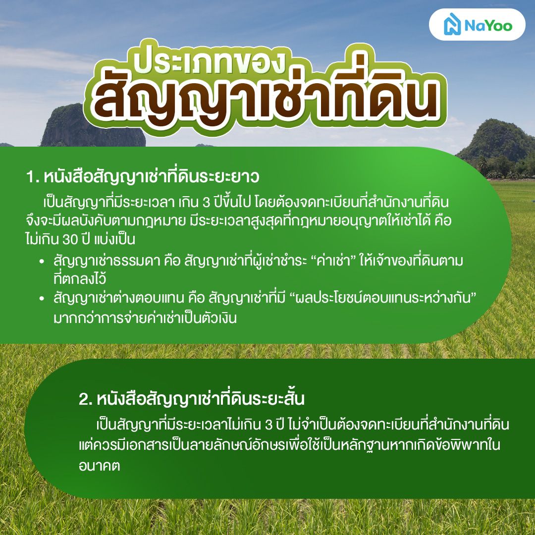ประเภทของสัญญาเช่าที่ดิน