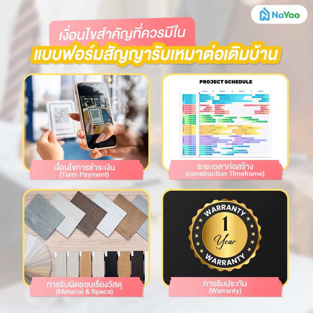 เงื่อนไขสำคัญที่ควรมีในแบบฟอร์มสัญญารับเหมาต่อเติมบ้าน