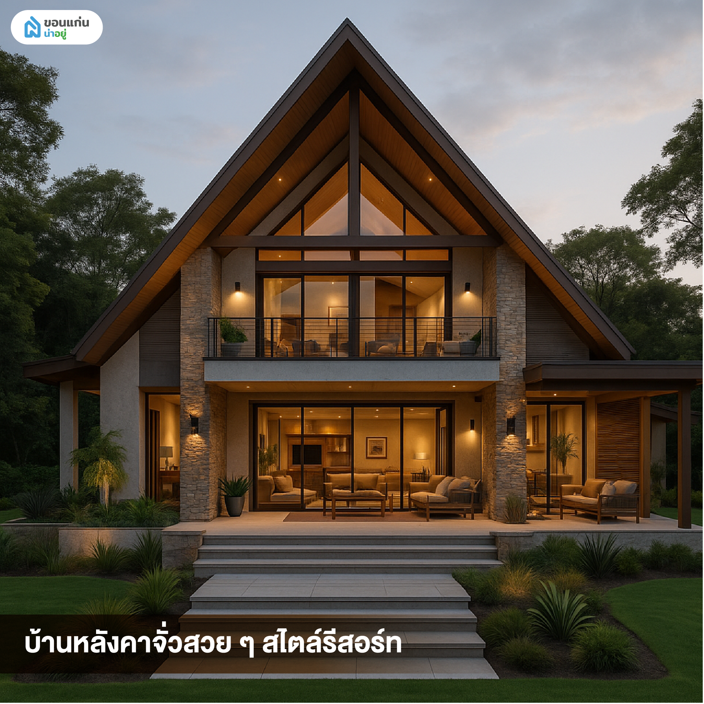 บ้านหลังคาจั่วสวย ๆ สไตล์รีสอร์ต