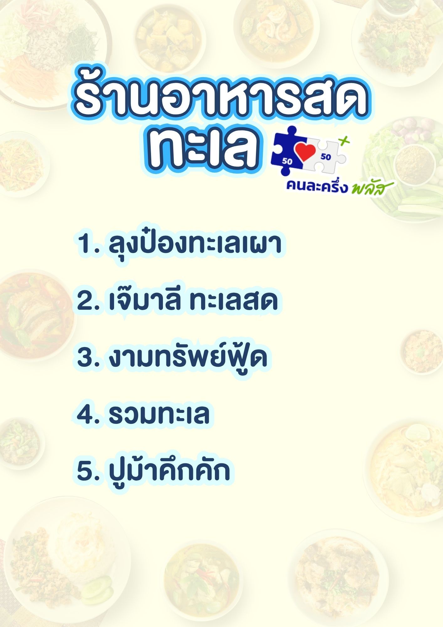 ร้านค้าคนละครึ่ง พิษณุโลก หมวดร้านอาหารสด/อาหารทะเล