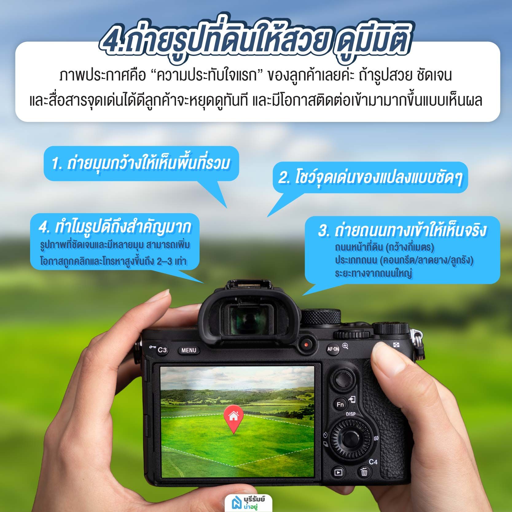 ถ่ายรูปที่ดินให้สวย ดูมีมิติ เพิ่มความน่าเชื่่อถือ