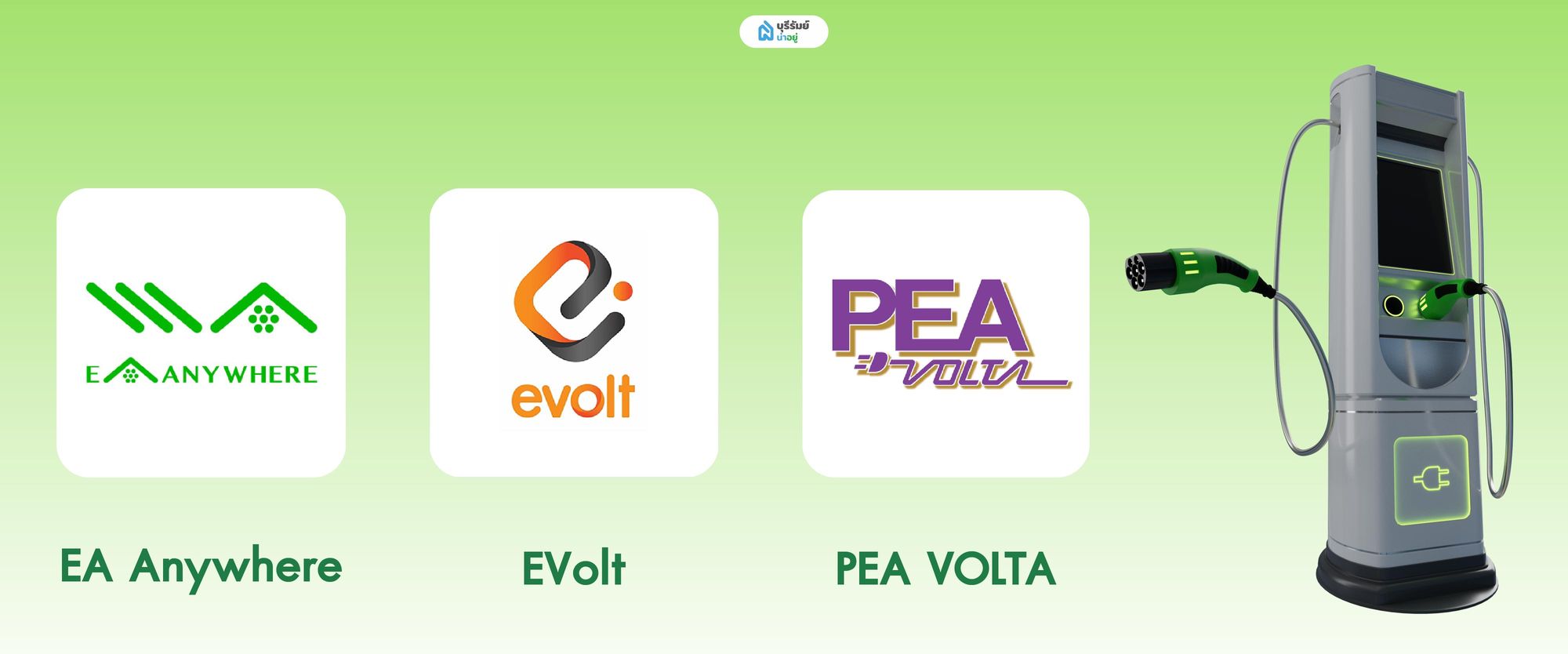 สถานีชาร์จ EV เครือข่าย EA Anywhere / EVolt / PEA VOLTA