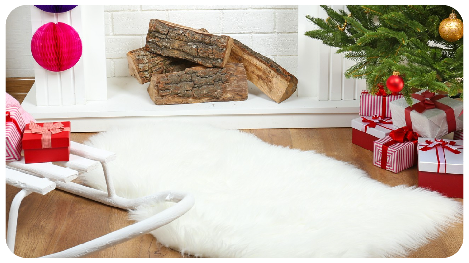 วางพรมสีขาวขนนุ่มสัมผัสสบายให้ความรู้สึกนุ่มฟูดีต่อใจ