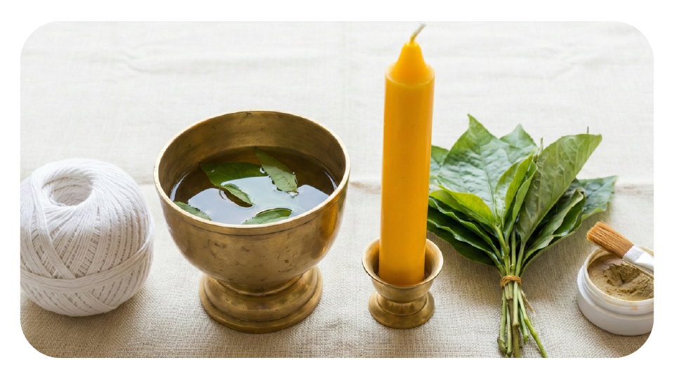 อุปกรณ์การเจิมและการประพรมน้ำพระพุทธมนต์