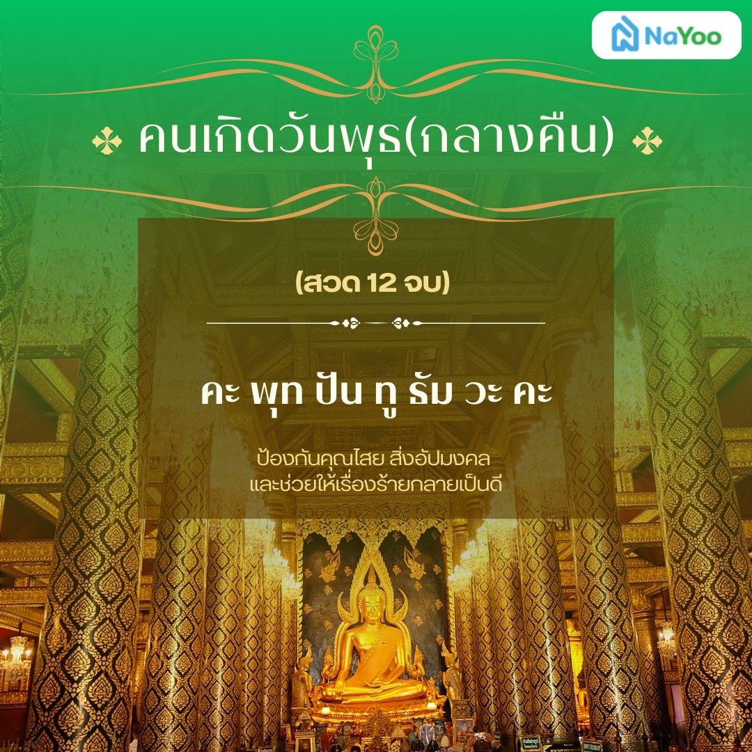 บทสวดมนต์ประจําวันเกิดแบบย่อ คนเกิดวันพุธ (กลางคืน)
