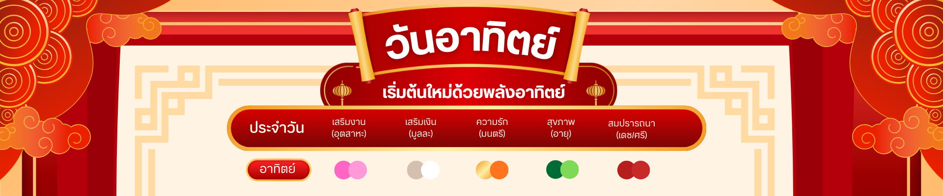 สีมงคล วันอาทิตย์: เริ่มต้นใหม่ด้วยพลังอาทิตย์