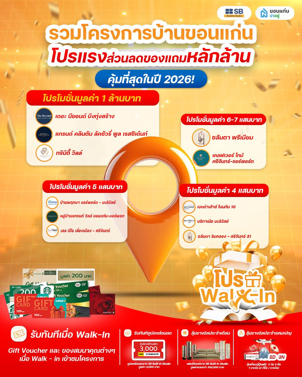 รวม Top 15 โปรโมชั่นบ้านโครงการขอนแก่น แบรนด์ดัง 2026